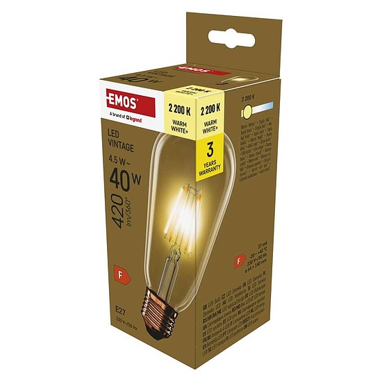 LED izzó Vintage ST64 / E27 / 4,5 W (40 W) / 420 lm / Meleg fehér (Z57032)