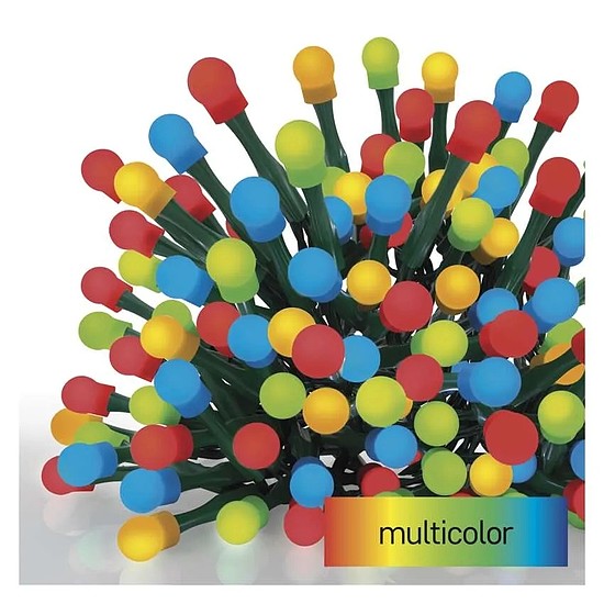 LED karácsonyi fényfüzér,cseresznye-golyók, 30 m, kültéri és beltéri, többszínű,progr,időz