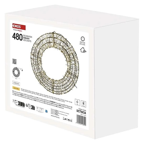 LED karácsonyi koszorú, 480 LED, külső és belső, meleg fehér