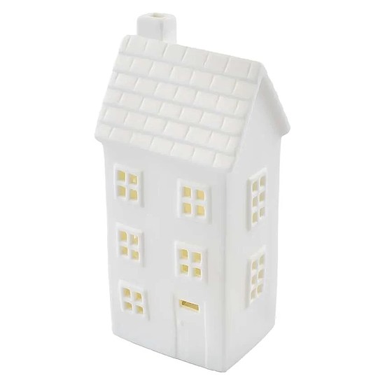 LED kerámia ház, 16 cm, 1x CR2032, beltéri, meleg fehér, időzítővel