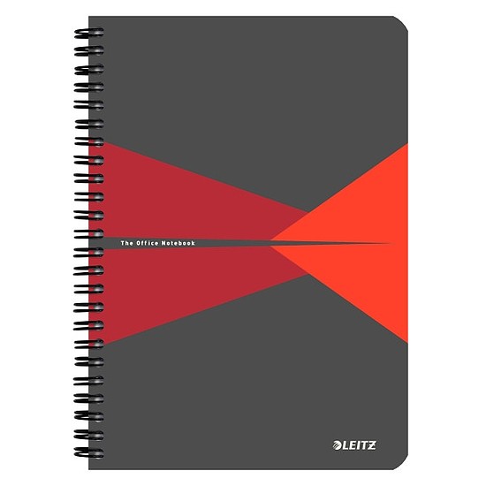 Leitz Office 44990025 spirálfüzet PP borító A5 90 lap vonalas, szürke-piros