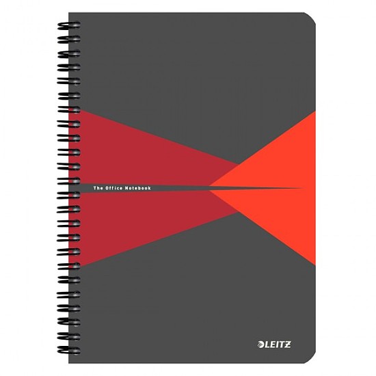 Leitz Office spirálfüzet A5 90 lap kockás, szürke-piros laminált karton borító 44580025