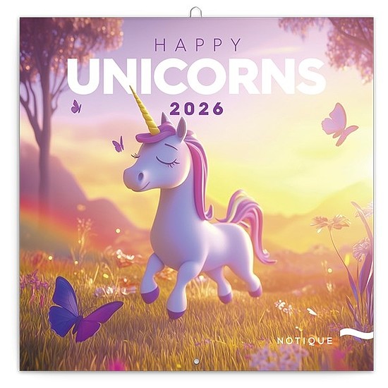 Lemeznaptár 2026 REALSYSTEM 300x300mm Happy Unicorns