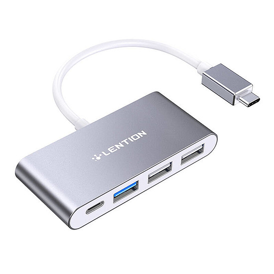 Lention 4 az 1-ben hub USB-C - USB 3.0 + 2x USB 2.0 + USB-C szürke (CB-TP-C13-GRYNA2)