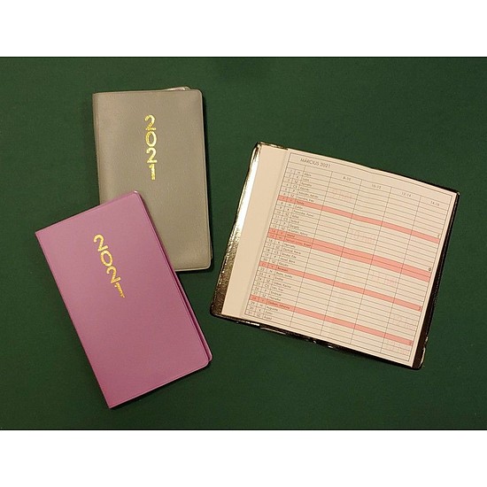 Leporellós havi zsebnaptár 90x155 mm színes PP borítóval