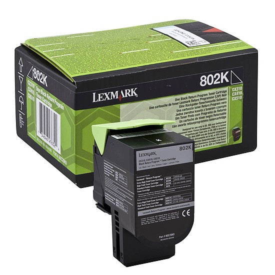 Lexmark 802K CX310 CX410 CX510 lézertoner eredeti Black 1K 80C20K0