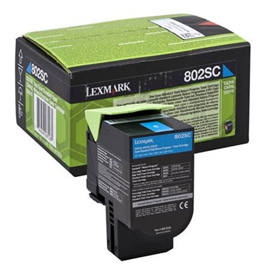 Lexmark 802SC CX310 CX410 CX510 lézertoner eredeti Cyan 2K 80C2SC0