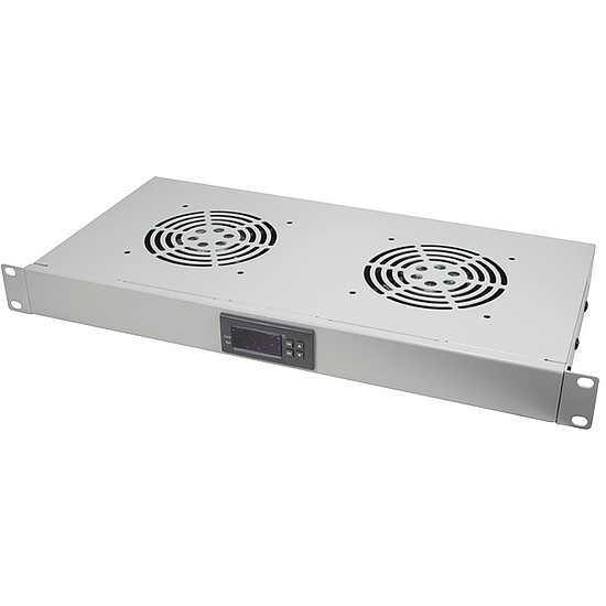 Logilink 19" Fan Unit 2 fans w. thermostat, 1U rack-mount, light grey (FAU02FG)