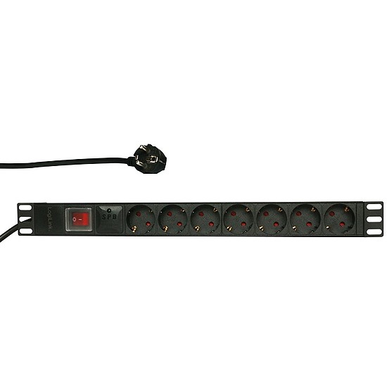 Logilink 19 "PDU 7 x CEE7 / 3 aljzat, túlfeszültség-védelemmel és kapcsolóval (PDU7C01)