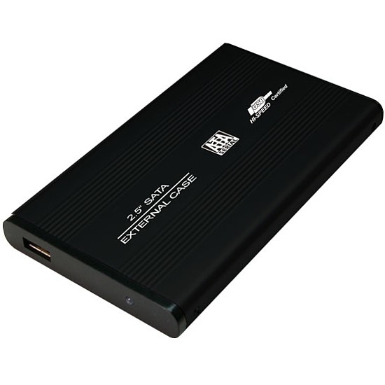 LogiLink 2.5"-os USB 2.0 hordozható SATA-s merevlemez ház, 480 Mbps, Plug&Play, fekete (UA0041B)