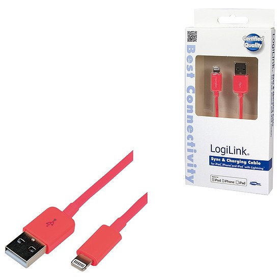 Logilink Apple Lightning - USB csatlakozó kábel, 1.00 m, piros (UA0200)