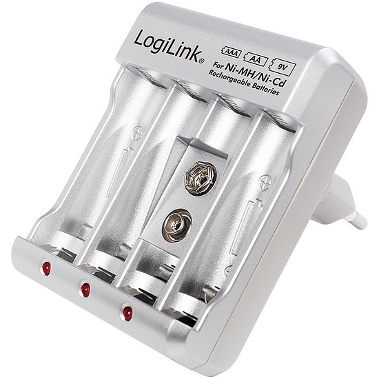 Logilink Battery Charger, 4x AA or 4x AAA and 1x 9V battery (PA0168)