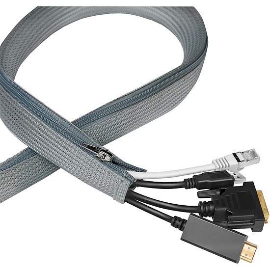 Logilink Cable sleeve with zipper, OD: 35 mm, 1m, grey (KAB0073)