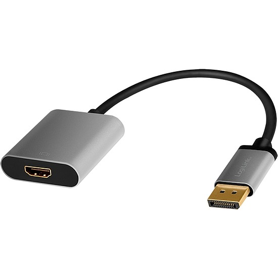 Logilink DisplayPort adapter,DP/M to HDMI A/F,4K/60 Hz, alu, black/grey, 0.15m (CDA0108)