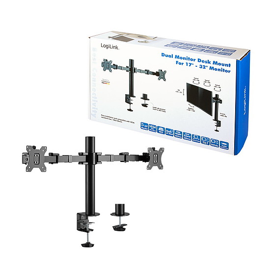 Logilink Dual Monitor mount, 17"-32", steel, 360 VESA plate, arm length: 380mm (BP0106)