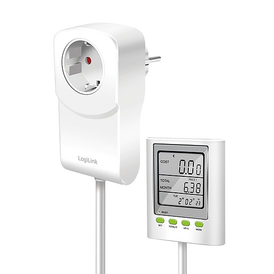 Logilink Energiaköltség mérő CO2 kibocsátás számítással és hosszabbító kábellel