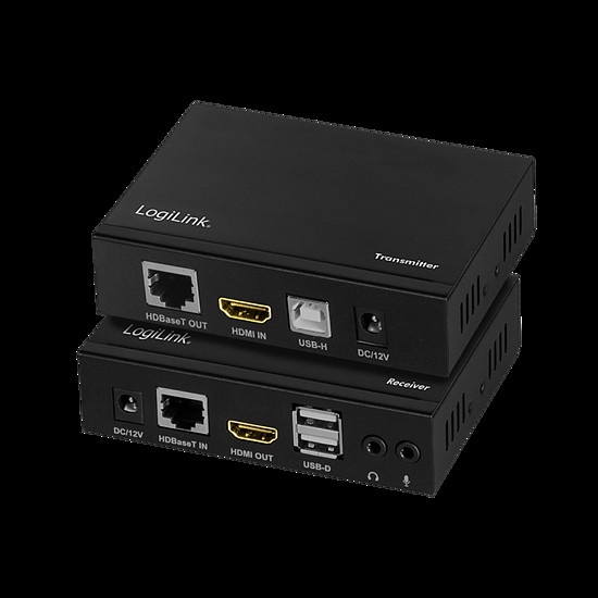 Logilink HDMI bővítőkészlet HDBaseT, KVM, 100 m, 2xUSB, 4K/60 Hz, HDR, HDCP, CEC (HD0029)