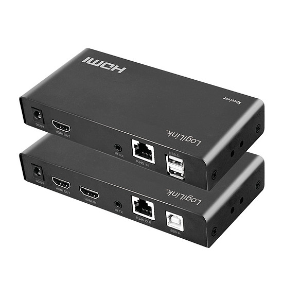 LogiLink HDMI bővítőkészlet LAN-on keresztül, KVM, 2x USB-A, 1080p, HDCP, IR, hurokkimenet (HD0057)