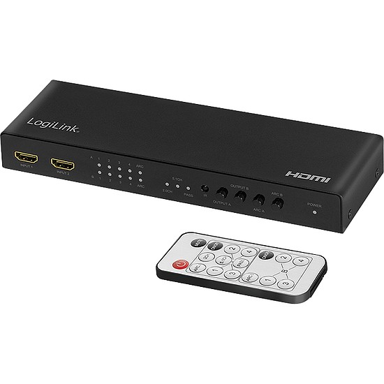 Logilink HDMI matrix switch 4x2-Port, 4K/60 Hz, HDR, ARC, extract, scaler, RC (HD0049)