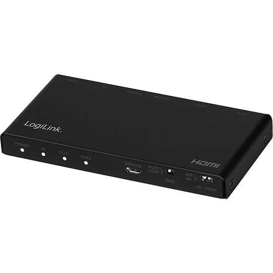 Logilink HDMI splitter 1x2-Port, 4K/60 Hz, HDCP, EDID,audio extract,downscaler (HD0034)