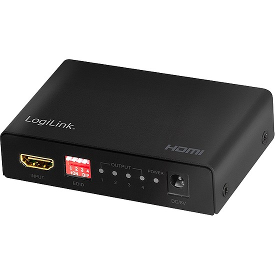Logilink HDMI splitter 1x4-Port, 4K/60 Hz, HDCP, EDID, HDR, CEC, downscaler (HD0038)