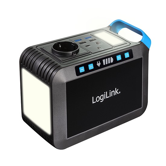 Logilink Hordozható erőmű, 200 W, 40 000 mAh, 7x kimenet, IP20, fekete/kék