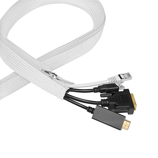 Logilink Kábelhüvely cipzárral, Poliészter, O 50 mm, fehér, 5 m
