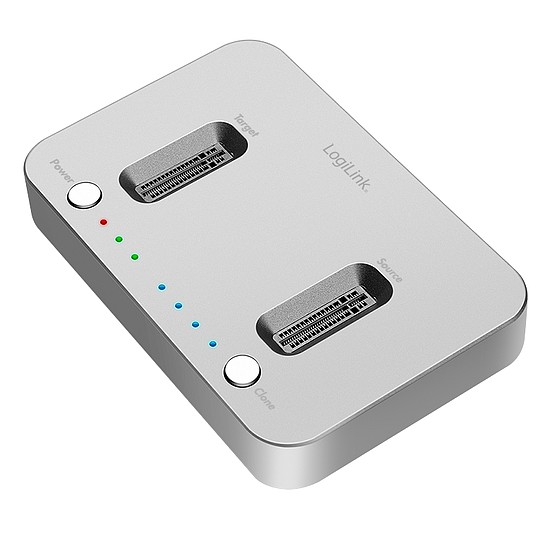 Logilink Két M.2 NVMe SSD dokkolóállomás, offline klónozási funkció, USB 3.2 Gen 2, ezüst