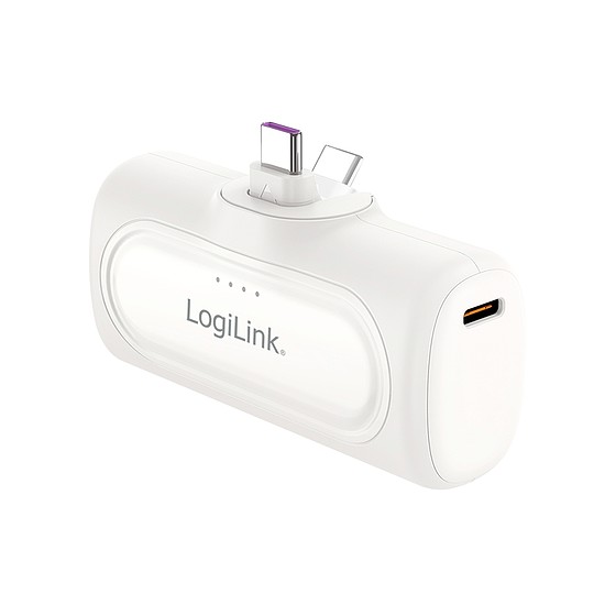 Logilink Kompakt power bank 5000 mAh, 2x USB-C, gyorstöltés funkció, fehér