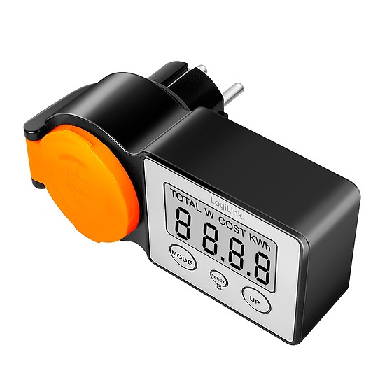Logilink Kültéri konnektor energiaköltség-mérővel, 2,0"-os LCD kijelzővel és védőfedéllel