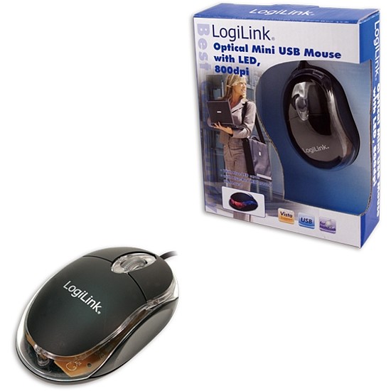Logilink Mini USB-s Optikai Egér leddel, 800dpi (ID0010)