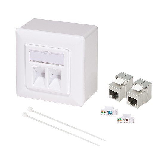 Logilink Moduláris előlap 2 Cat.6A modullal és hátlappal, fehér