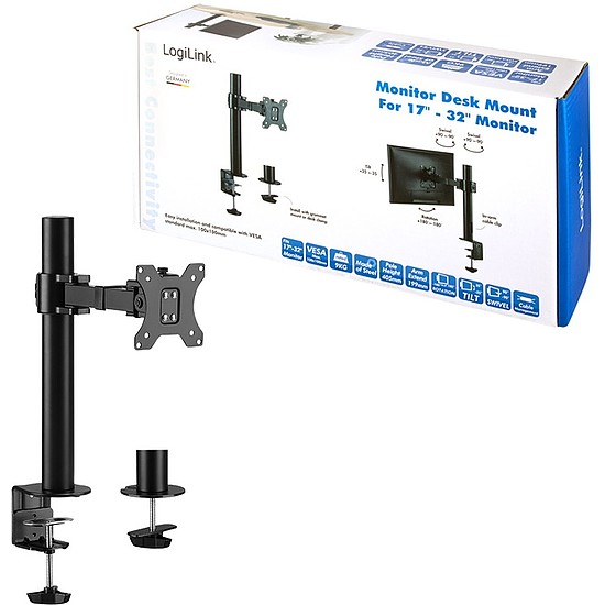Logilink Monitor mount, 17"-32", steel, 360 VESA plate, arm length: 199mm (BP0104)