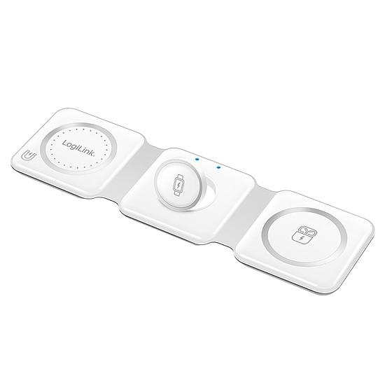 Logilink Összecsukható töltőállomás, 15 W, vezeték nélküli, iPhone, Apple Watch, AirPods készülékekhez, fehér