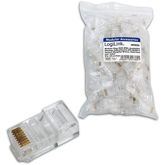 LogiLink RJ45 elemes csatlakozódugasz, árnyékolatlan 100db (MP0020)