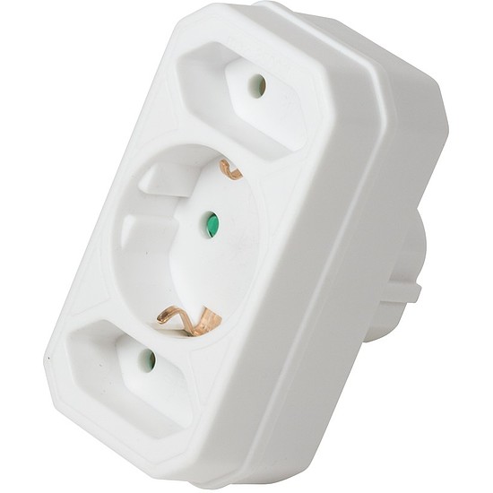 LogiLink Socket Adapter, 2x Euro and 1x Schuko, White (LPS221)