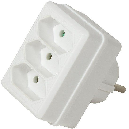 LogiLink Socket Adapter, 3x Euro, White (LPS219)