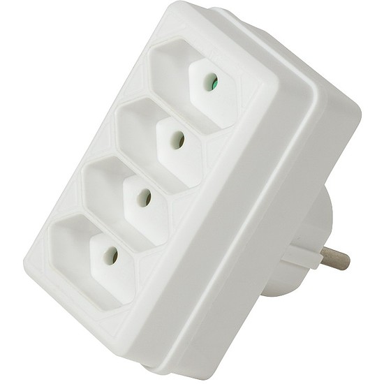 LogiLink Socket Adapter, 4x Euro, White (LPS220)