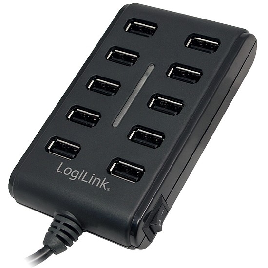 LogiLink USB 2.0 10 portos hub, ki/be kapcsolóval (UA0125)