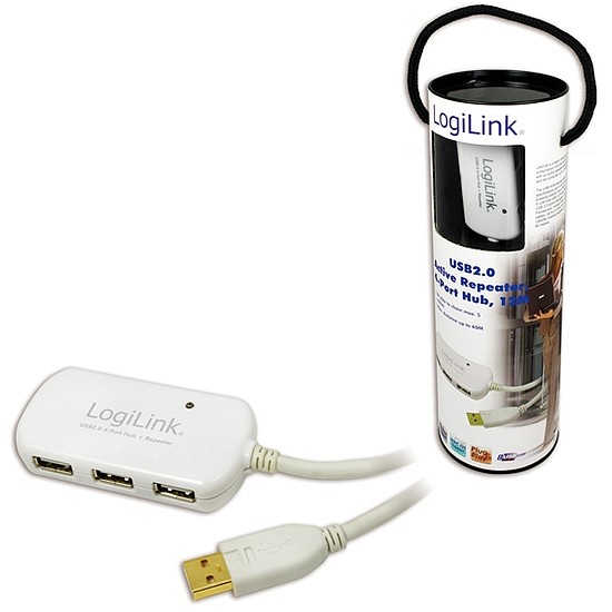 Logilink USB 2.0-ás aktív hosszabbító, 4 portos hub, 12m (UA0108)
