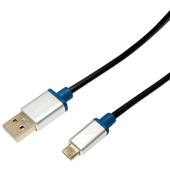 Logilink USB 2.0 cable, AM to Micro BM, aluminum shell, blister, 1.5m (BUAM215)