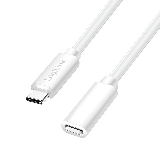 Logilink USB 2.0 Type-C kábel, C/M-USB-C/F, PD, fehér, 2 m (CU0221)