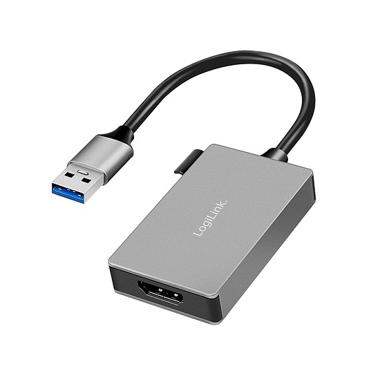 Logilink USB 3.0 adapter, USB-A/M HDMI-A/F, 1080p, szürke, 0,15 m