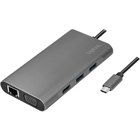 Logilink USB 3.2 Gen 1, Docking Station, USB-C, 10-Port, PD, silver (UA0383)