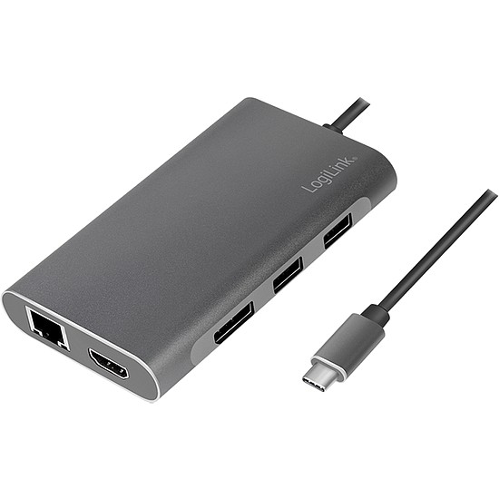 Logilink USB 3.2 Gen 1, Docking Station, USB-C, 8-Port, PD, silver (UA0382)