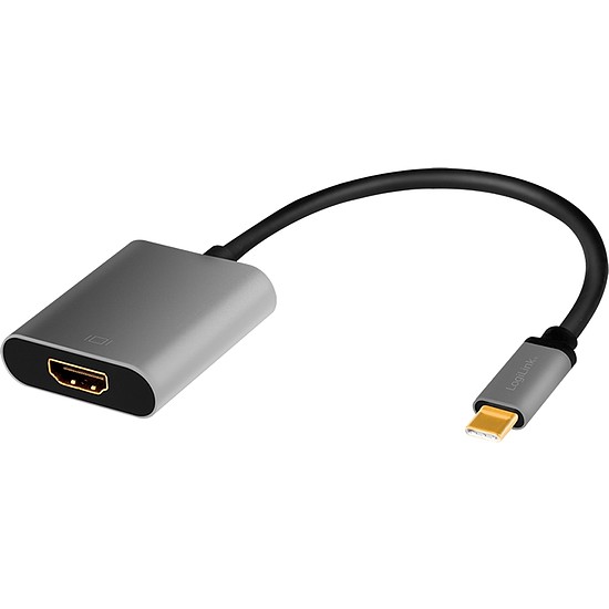 Logilink USB 3.2 Gen 1 Type-C adapter, C/M to HDMI, 4K, alu,black/grey, 0.15 m (CUA0103)