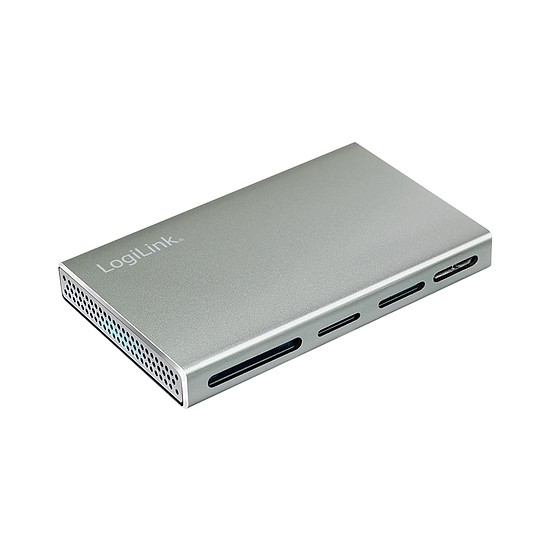 Logilink USB 3.2 Gen1, 5 az 1-ben kártyaolvasó (SD-, microSD-, MS-, CF és M2), alumínium, ezüst