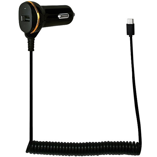 Logilink USB autós töltő fix USB-C kábel, plusz 1x USB Port, 10.5W (PA0148)