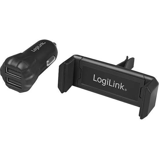 Logilink USB Car Charger Set, 2port Charger + holder (PA0203)