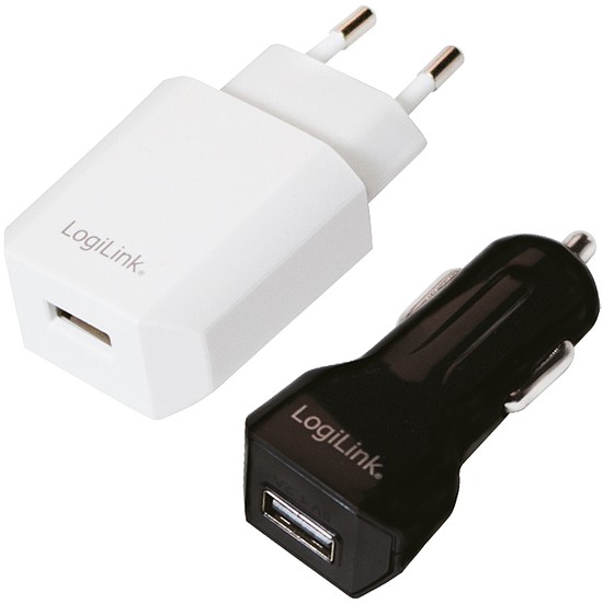 LogiLink USB töltő szett (hálózati + autós) (PA0109)